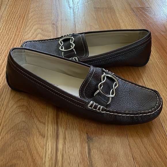 Nine West Leather Brown Loafer Buckle Flat Driving Moc Moccasin Shoe Women 6 - Picture 7 of 7